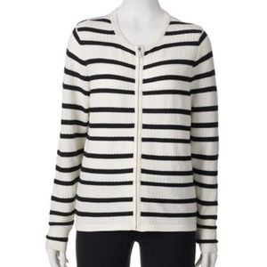 Croft & Barrow Striped Textured Zip Up Cardigan